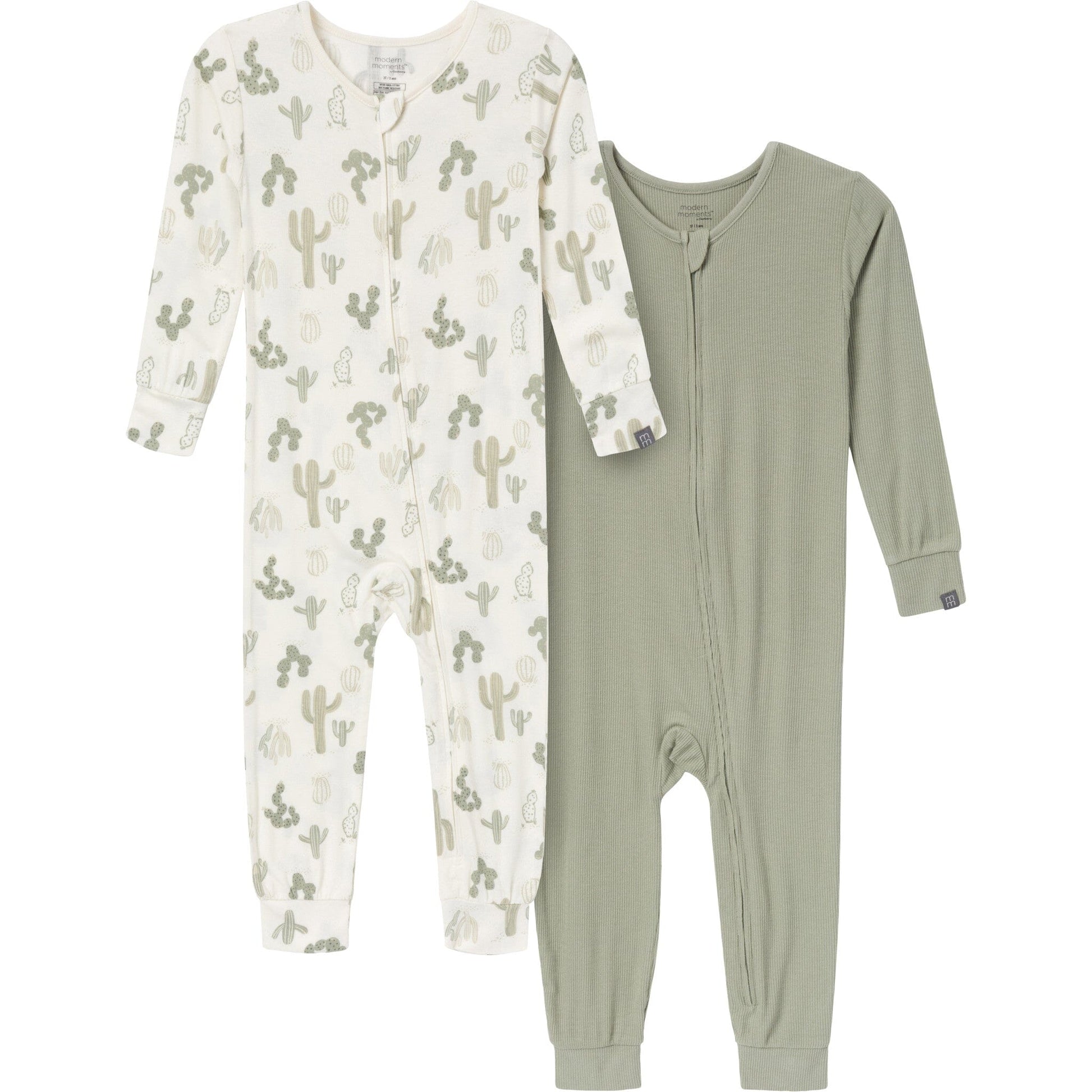 2-Pack Baby & Toddler Neutral Ivory Cactus Tight Fitting Footless Pajamas sleepwear Modern Moments™ by Gerber® 