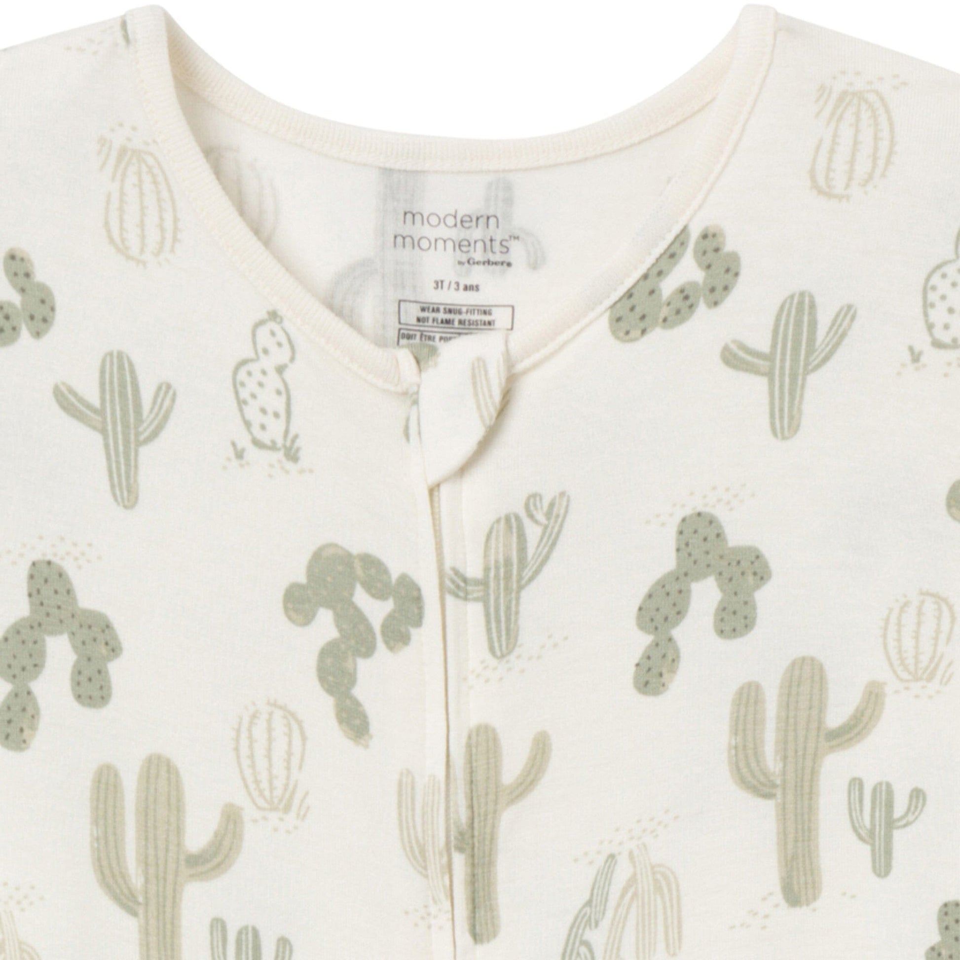 2-Pack Baby & Toddler Neutral Ivory Cactus Tight Fitting Footless Pajamas sleepwear Modern Moments™ by Gerber® 