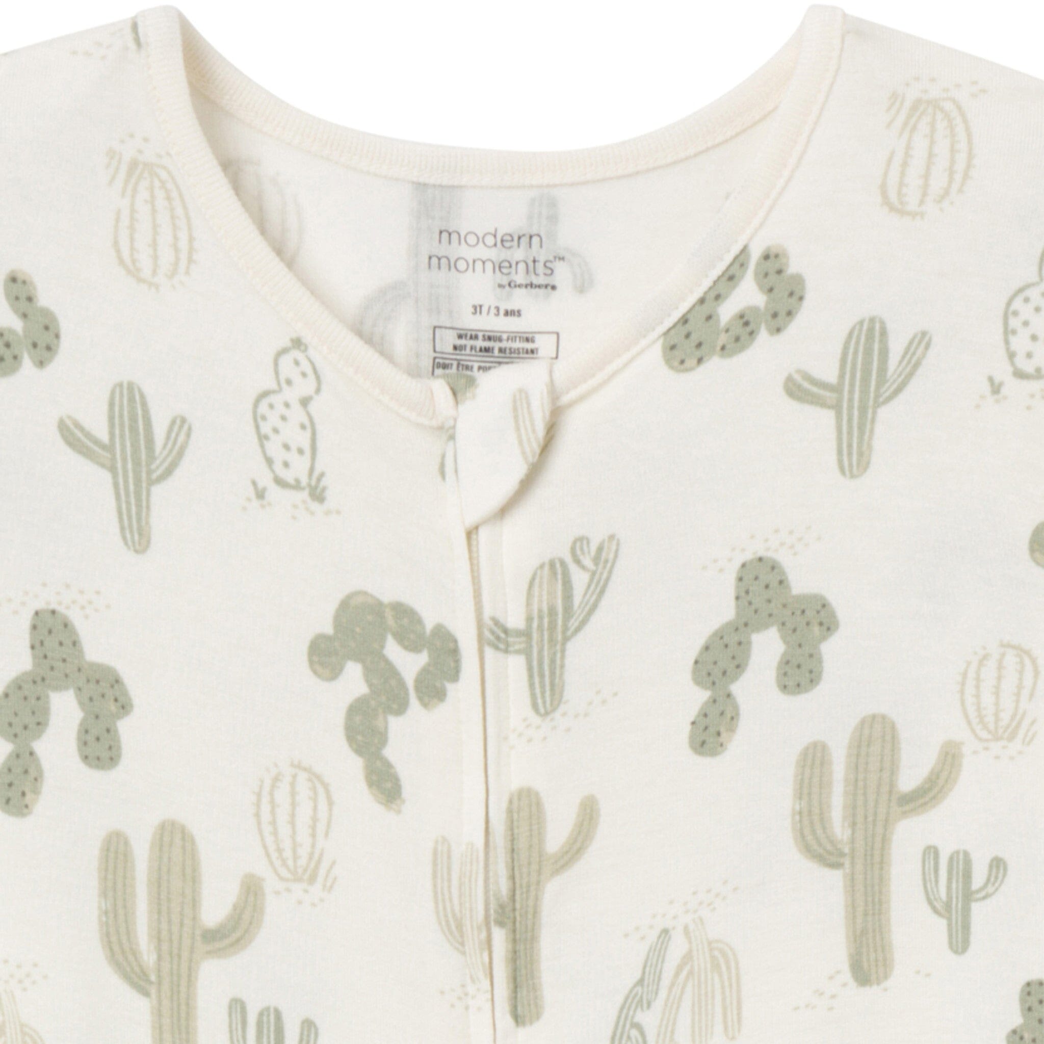 2-Pack Baby & Toddler Neutral Ivory Cactus Tight Fitting Footless Pajamas sleepwear Modern Moments™ by Gerber® 