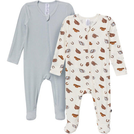 2-Pack Baby Boys Western Sleep 'N Plays with Mitten Cuffs