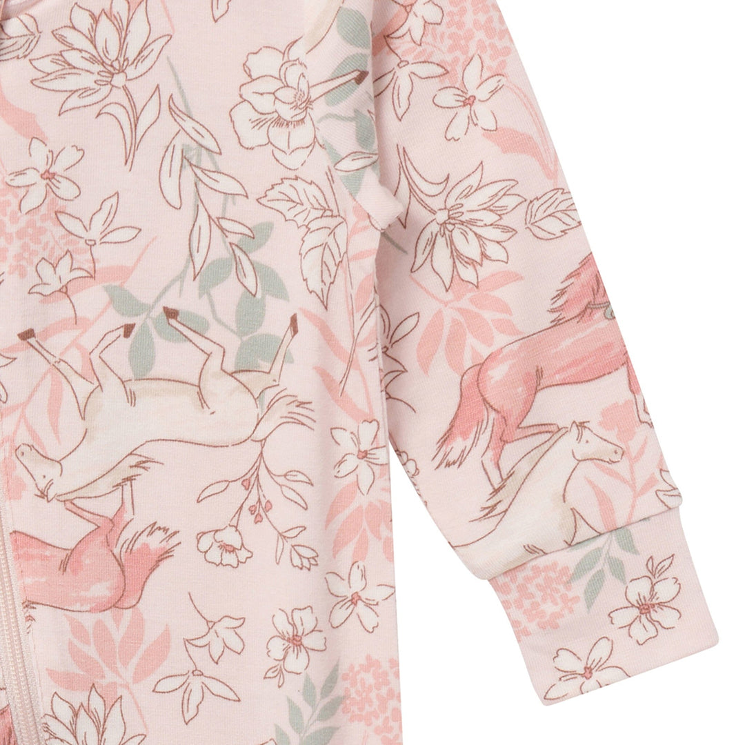 2-Pack Baby Girls Pink Long Sleeve Footless Romper Rompers Gerber® 