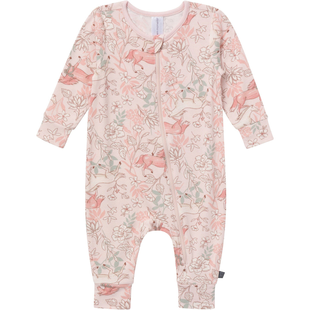 2-Pack Baby Girls Pink Long Sleeve Footless Romper Rompers Gerber® 