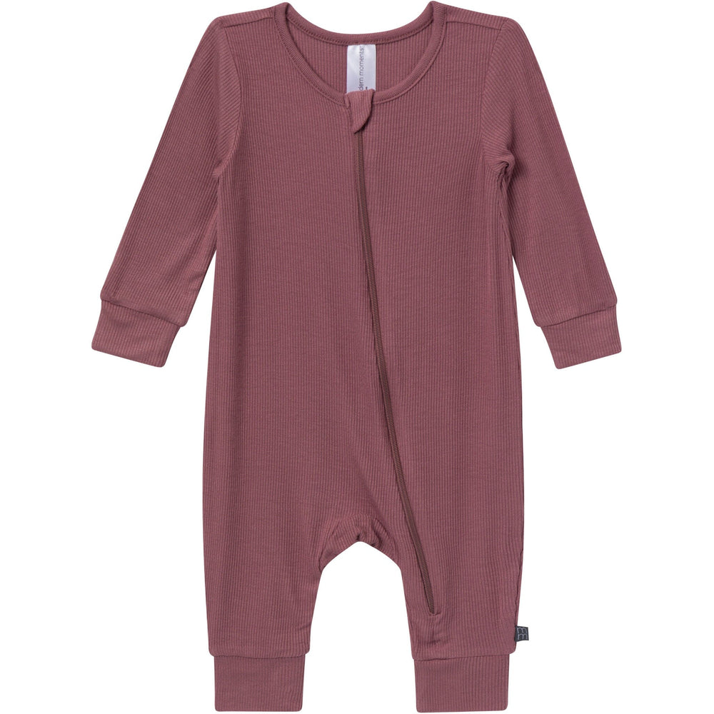 2-Pack Baby Neutral Gray and Purple Long Sleeve Footless Romper Rompers Gerber® 