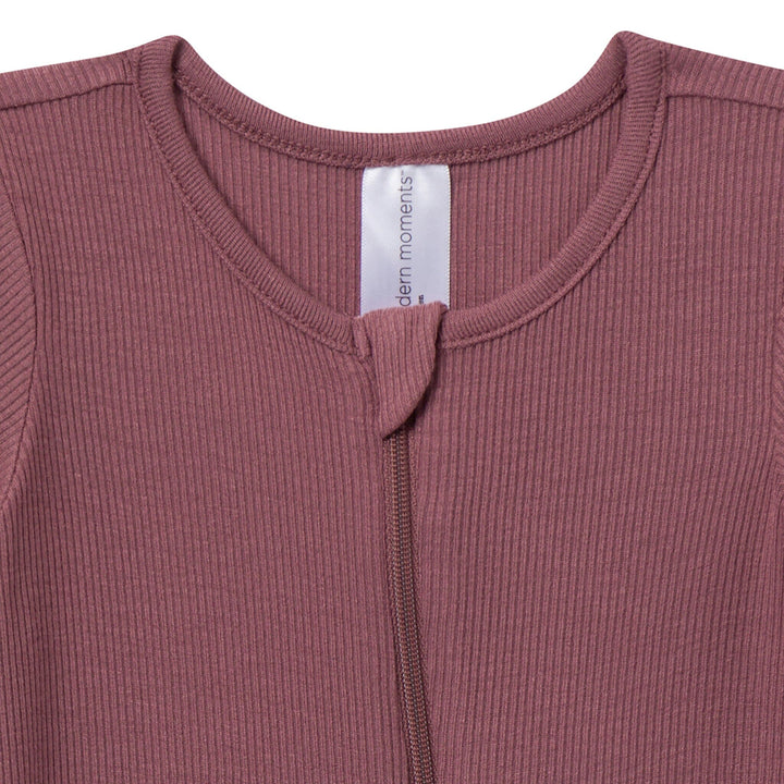 2-Pack Baby Neutral Gray and Purple Long Sleeve Footless Romper Rompers Gerber® 