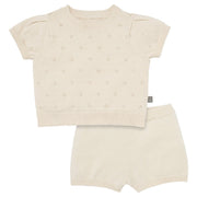 2-Piece Baby Girls Beige Sweater Knit Top and Shorts Set outfits Modern Moments™ by Gerber® 