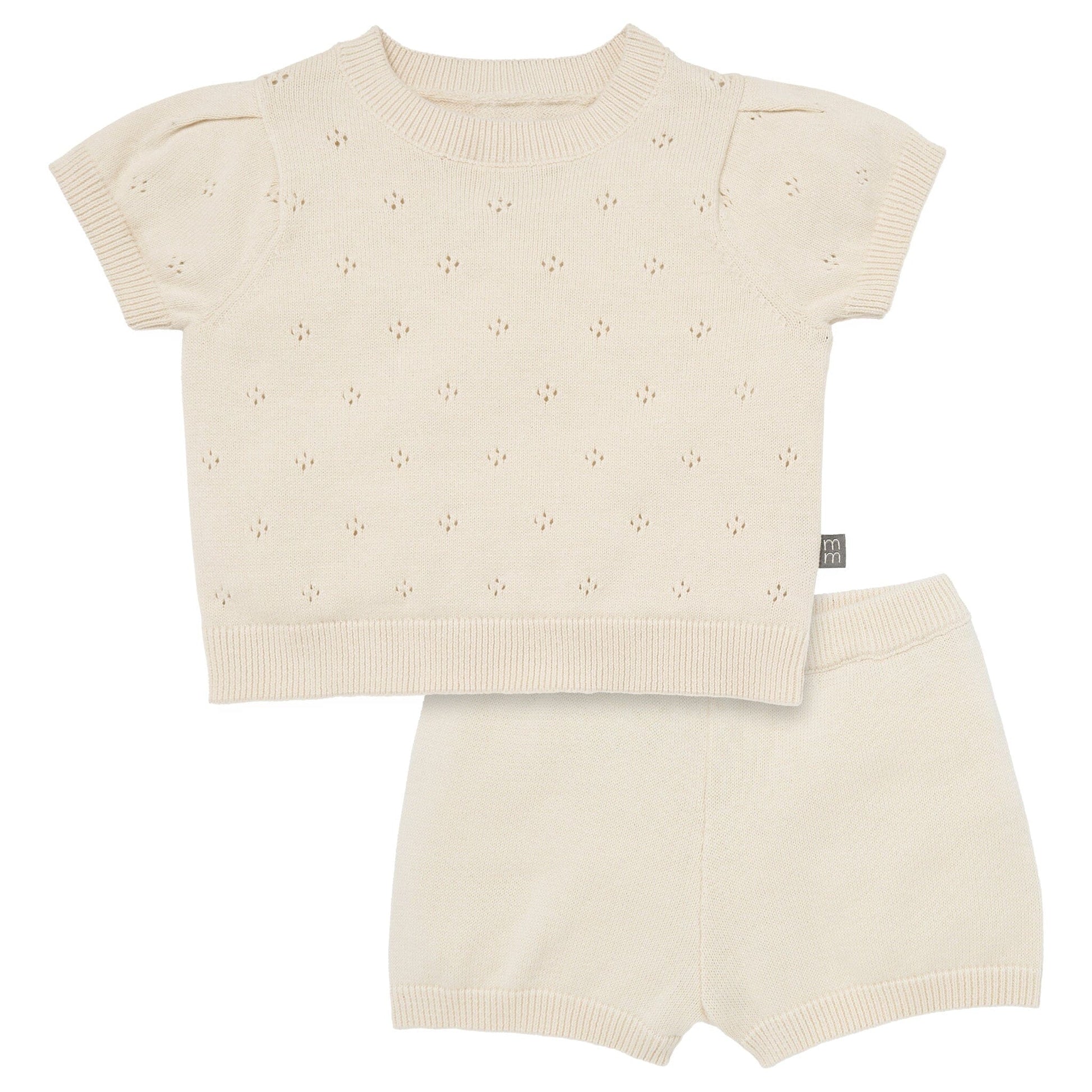 2-Piece Baby Girls Beige Sweater Knit Top and Shorts Set outfits Modern Moments™ by Gerber® 