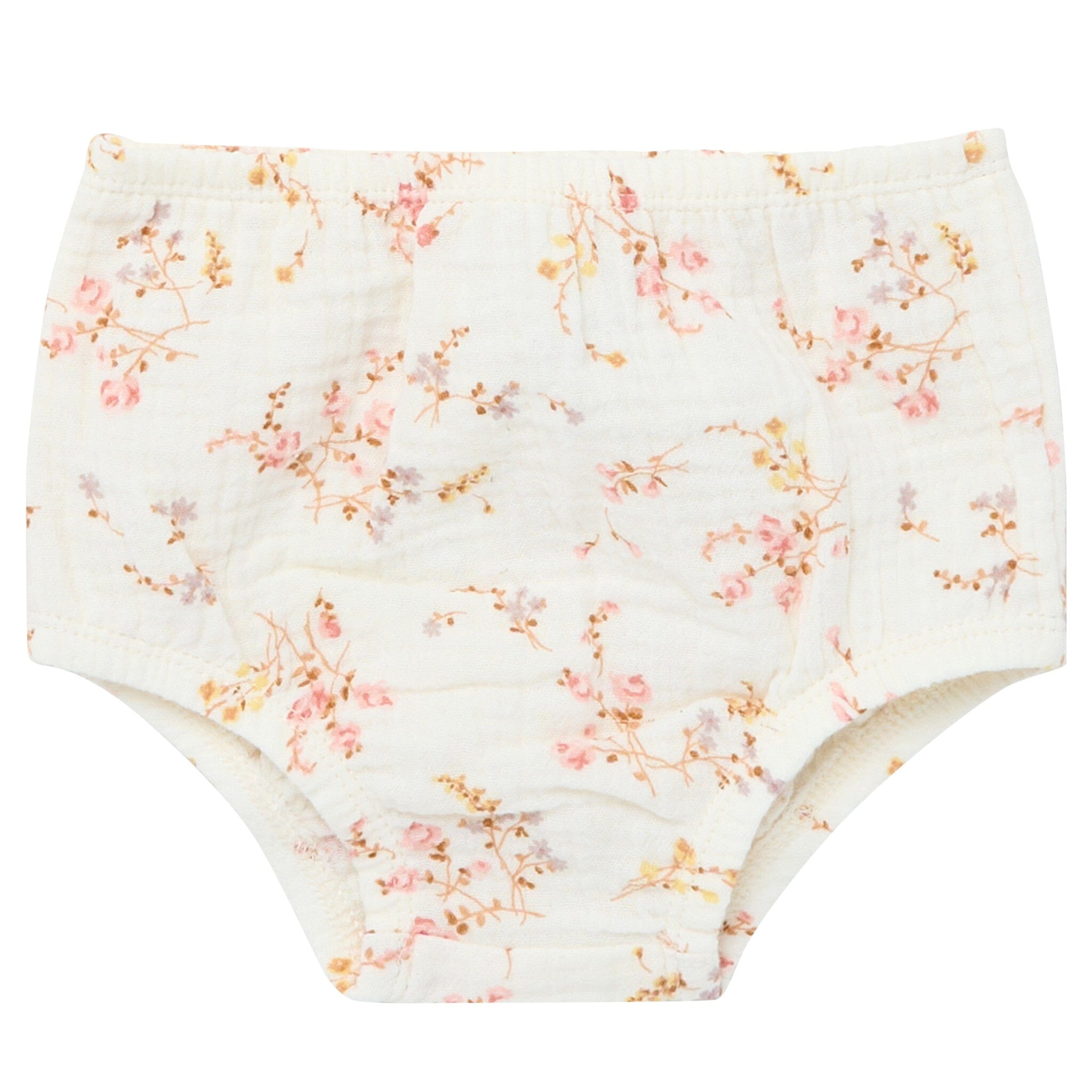 2-Piece Baby Girls Ivory Bunches Floral Puffled Sleeve Dress and Diaper Cover Set