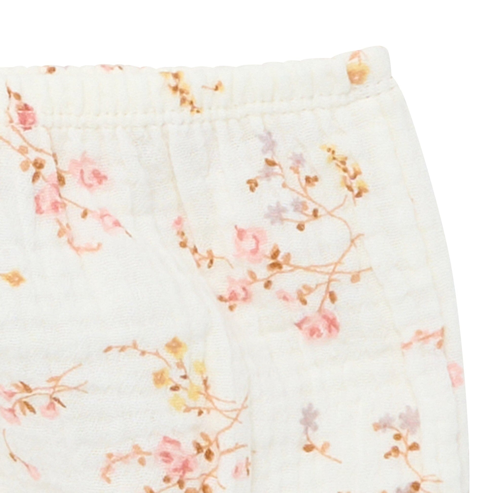 2-Piece Baby Girls Ivory Bunches Floral Puffled Sleeve Dress and Diaper Cover Set