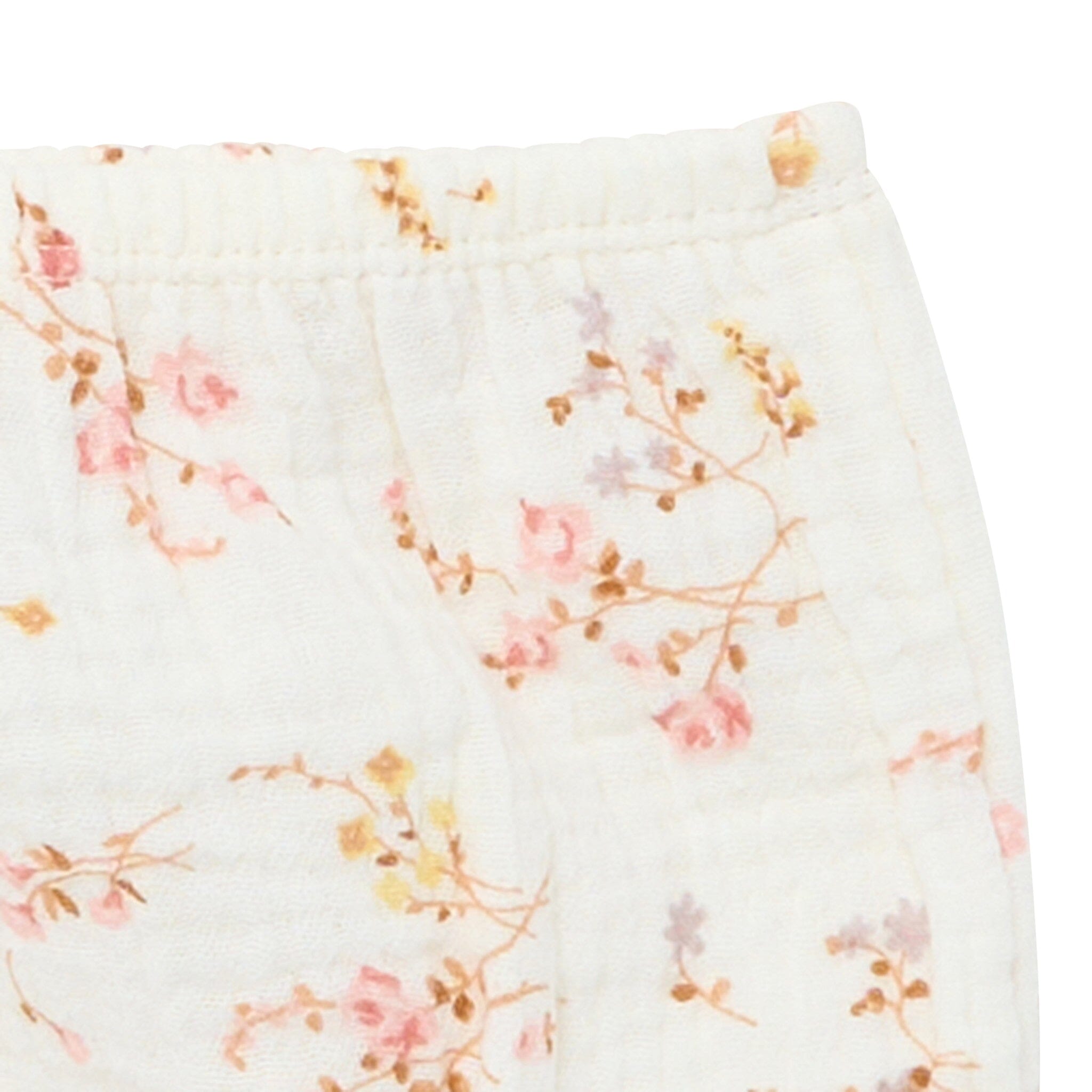 2-Piece Baby Girls Ivory Bunches Floral Puffled Sleeve Dress and Diaper Cover Set