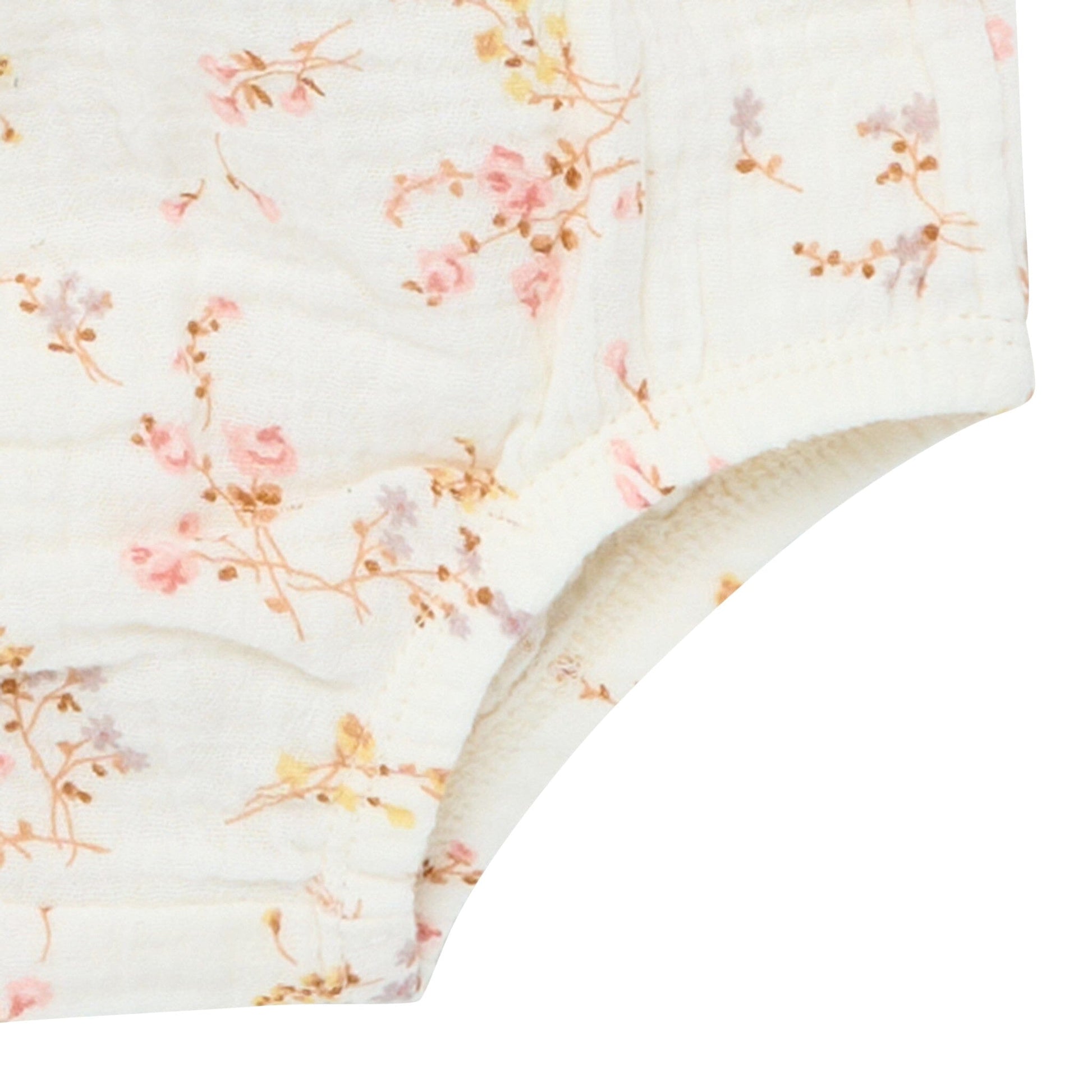 2-Piece Baby Girls Ivory Bunches Floral Puffled Sleeve Dress and Diaper Cover Set