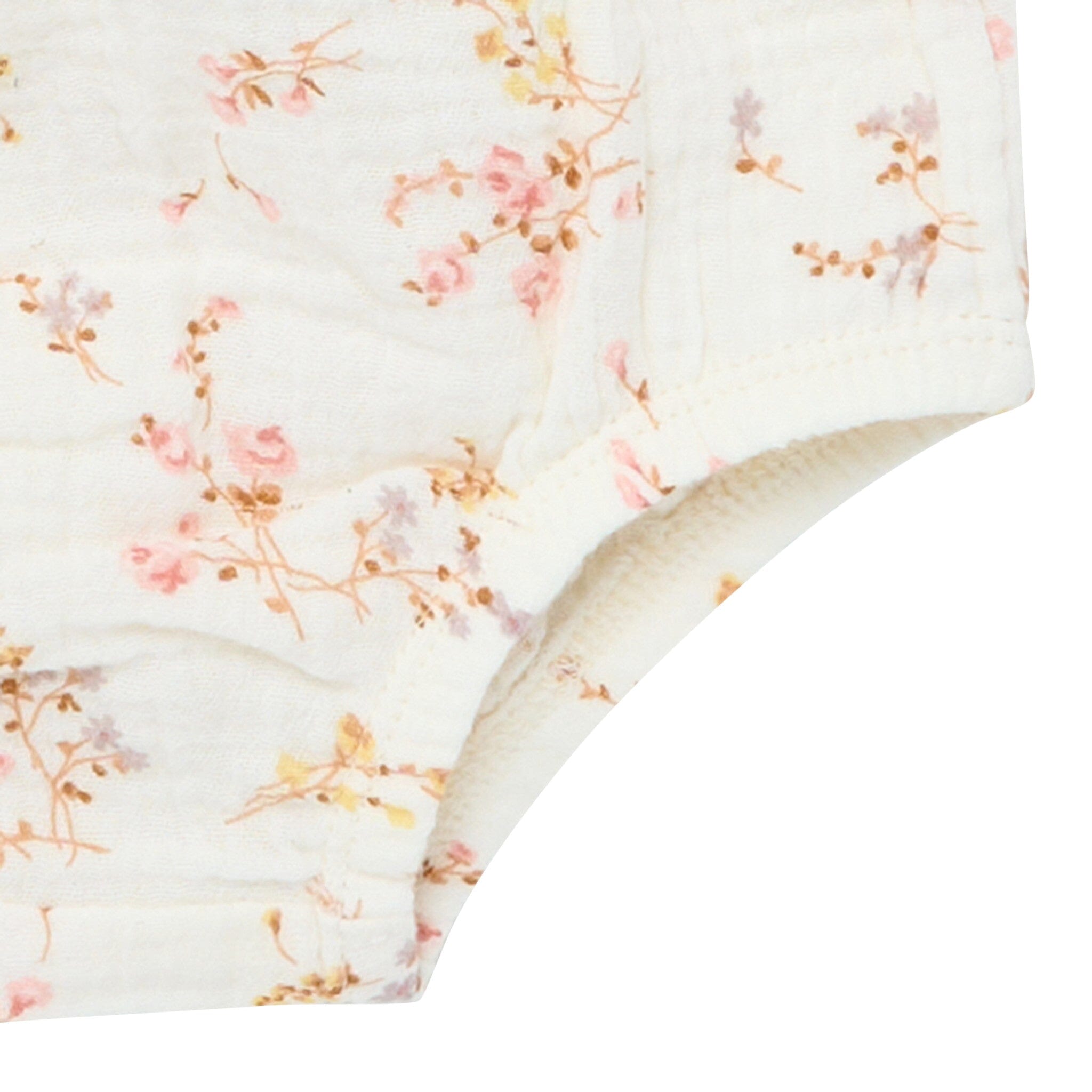 2-Piece Baby Girls Ivory Bunches Floral Puffled Sleeve Dress and Diaper Cover Set