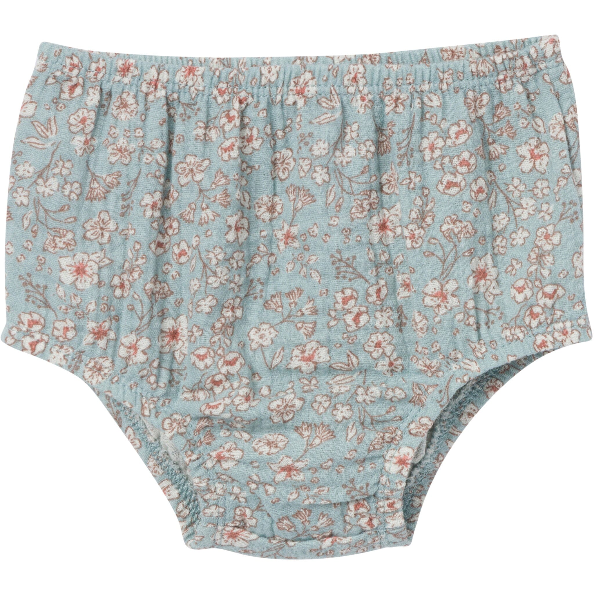 2-Piece Baby Girls Medium Teal Ditsy Puffled Sleeve Dress and Diaper Cover Set