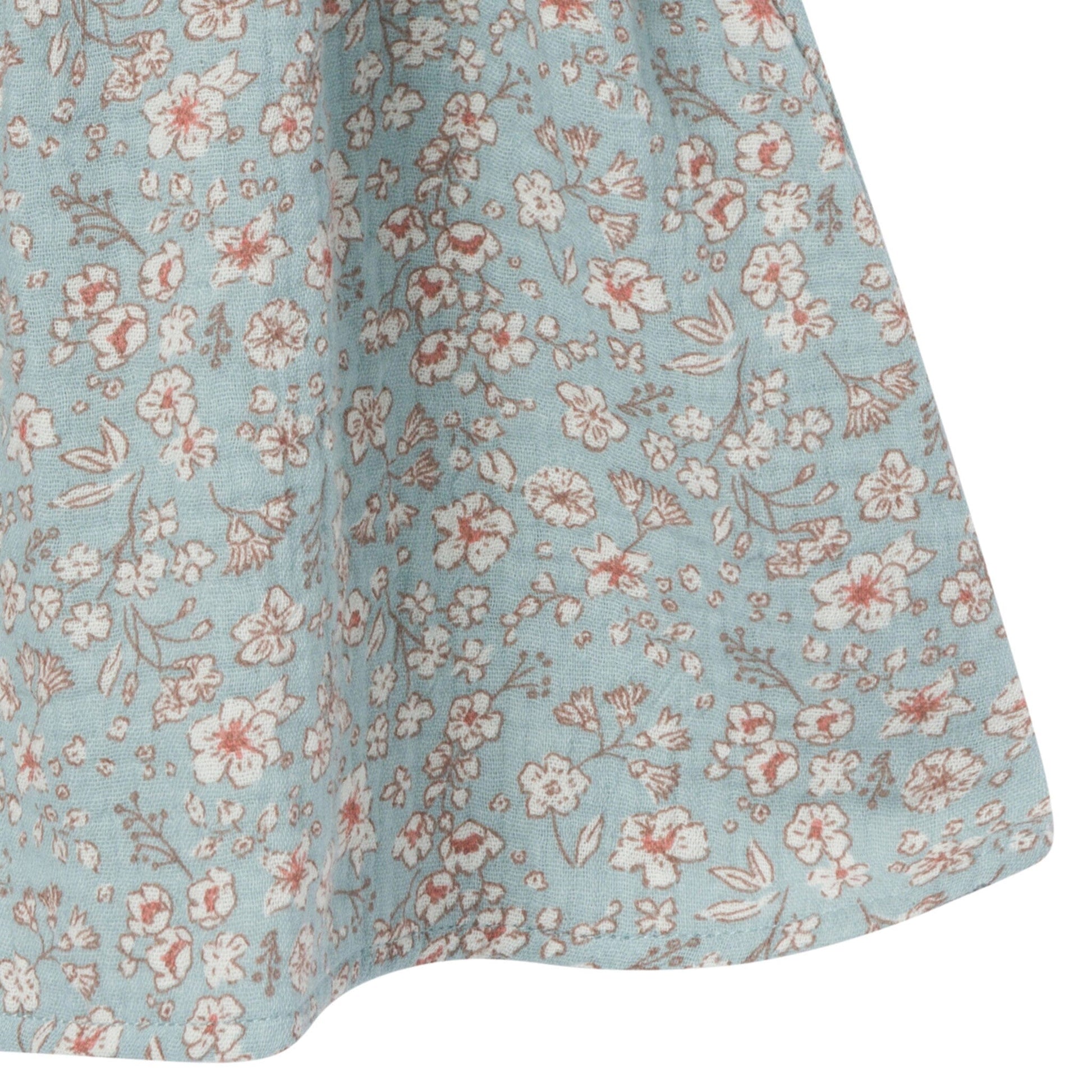 2-Piece Baby Girls Medium Teal Ditsy Puffled Sleeve Dress and Diaper Cover Set