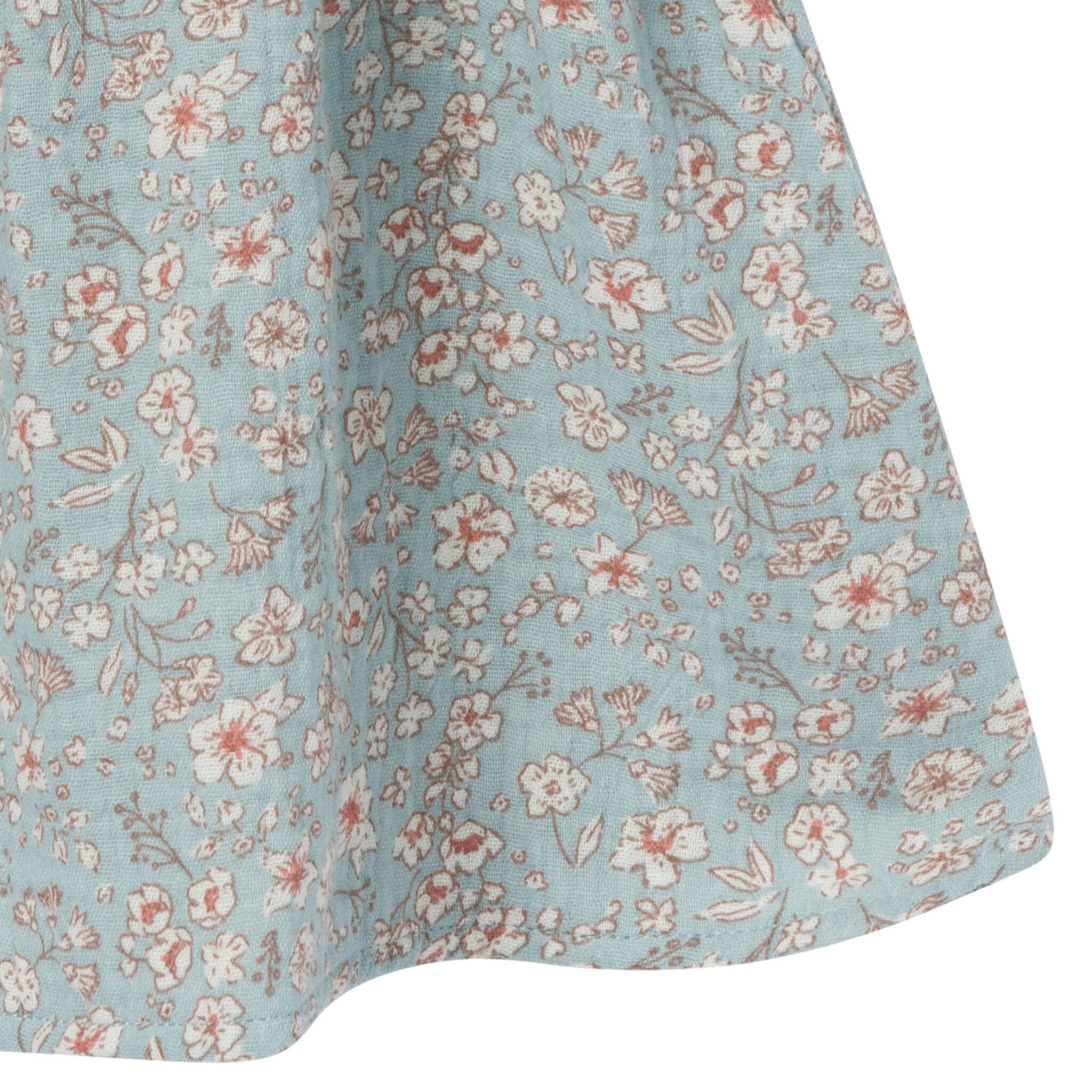 2-Piece Baby Girls Medium Teal Ditsy Puffled Sleeve Dress and Diaper Cover Set