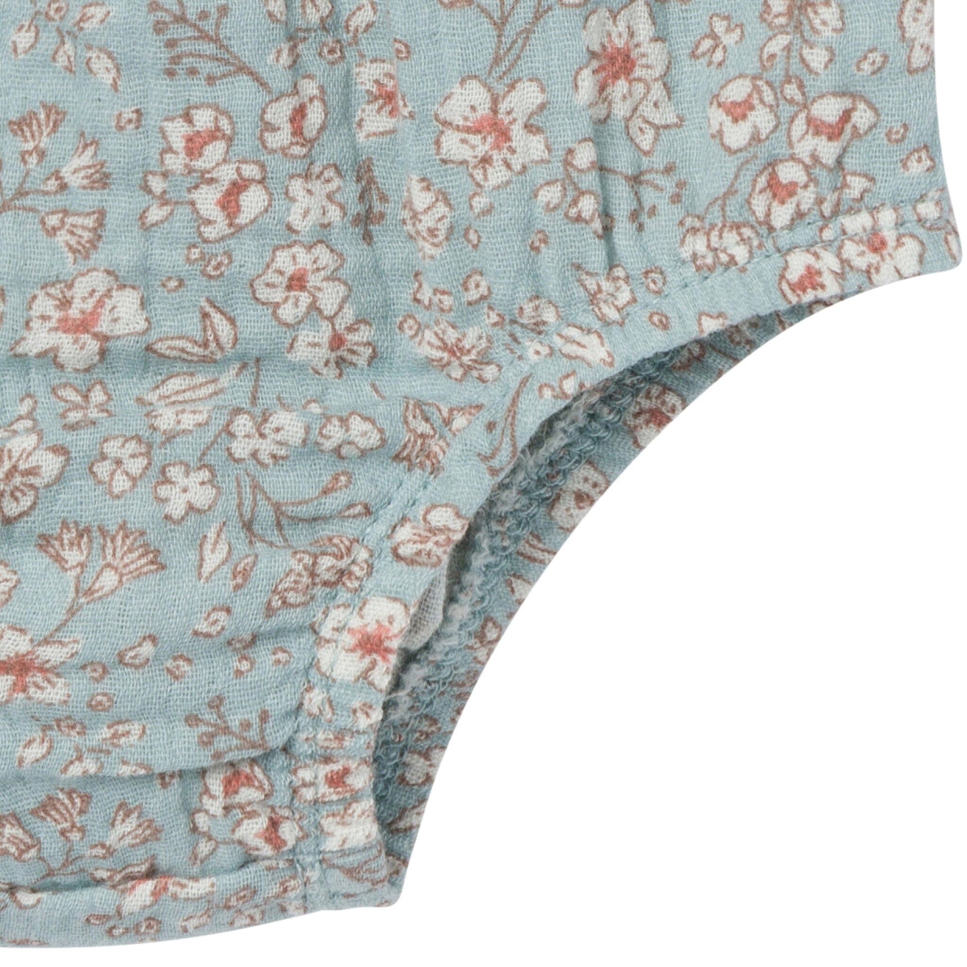 2-Piece Baby Girls Medium Teal Ditsy Puffled Sleeve Dress and Diaper Cover Set