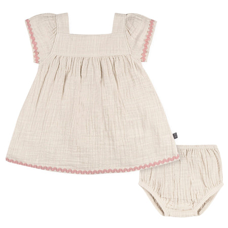 2-Piece Baby Girls Warm Grey Dress and Diaper Cover