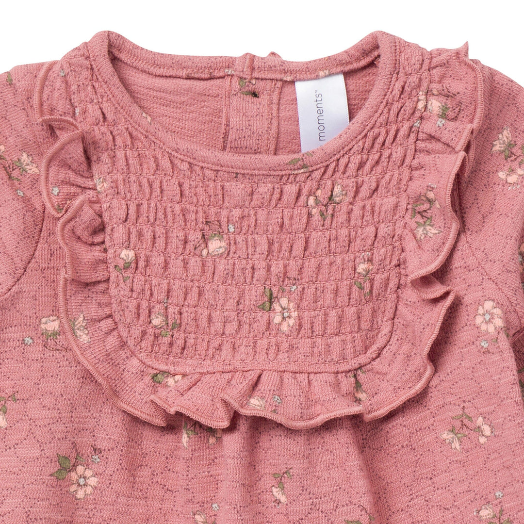 2-Piece Baby Girls Old Rose Floral Dress and Tights Set Dresses Gerber® 