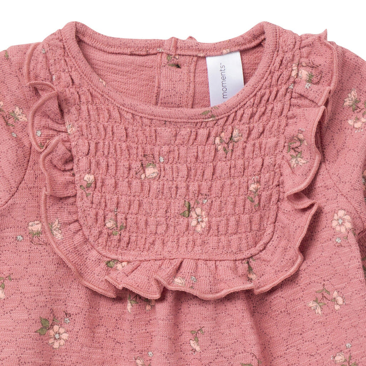 2-Piece Baby Girls Old Rose Floral Dress and Tights Set Dresses Gerber® 