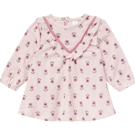 2-Piece Baby Girls Pink Blush Flowers Dress and Tights Set