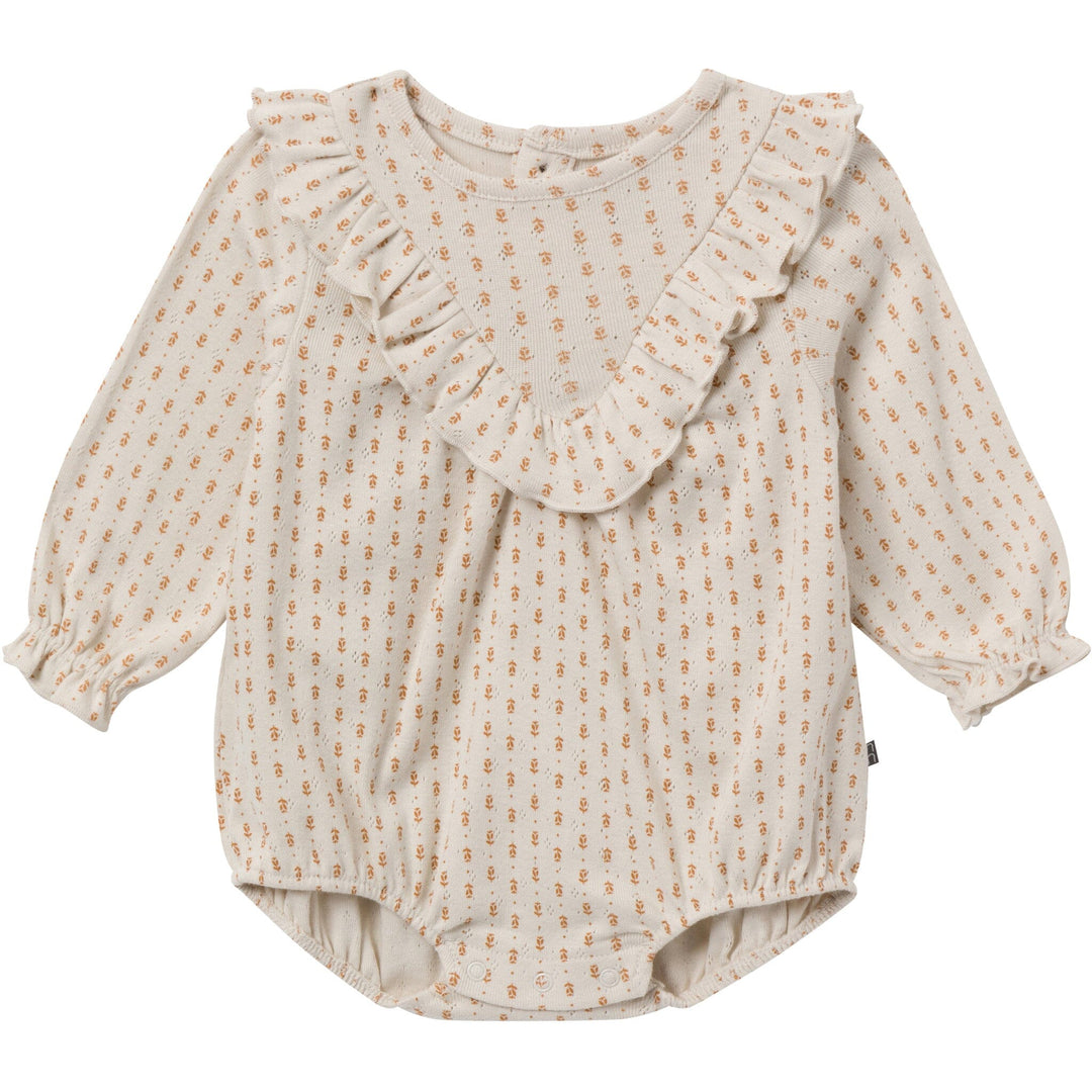 2-Piece Baby Girls Brown Fleur Bubble Romper Bubble Romper and Tights Rompers Gerber® 