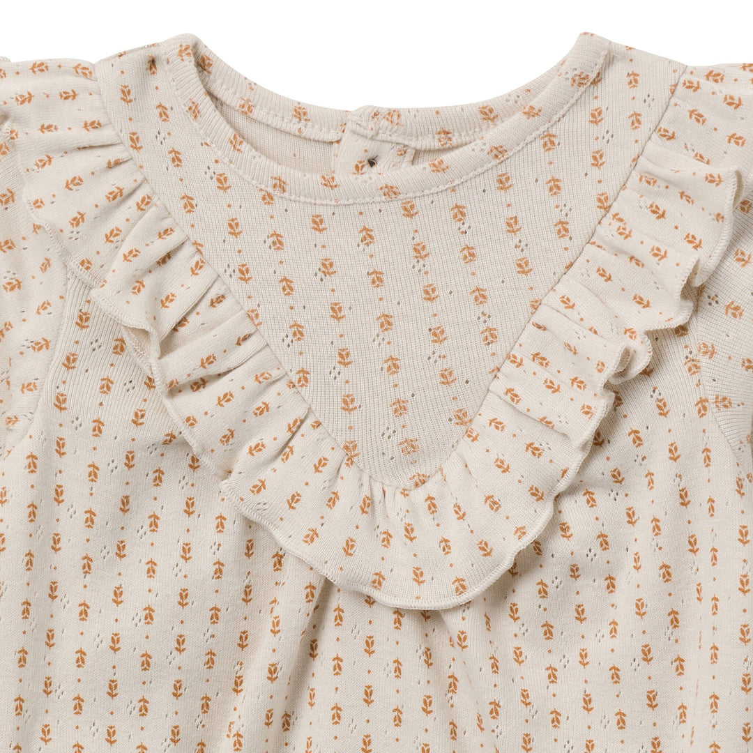 2-Piece Baby Girls Brown Fleur Bubble Romper Bubble Romper and Tights Rompers Gerber® 