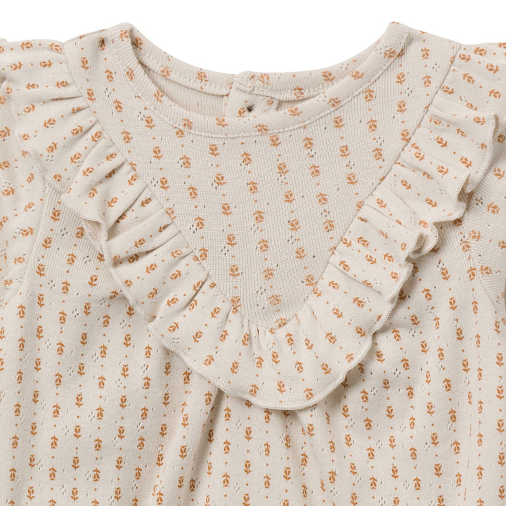 2-Piece Baby Girls Brown Fleur Bubble Romper Bubble Romper and Tights Rompers Gerber® 