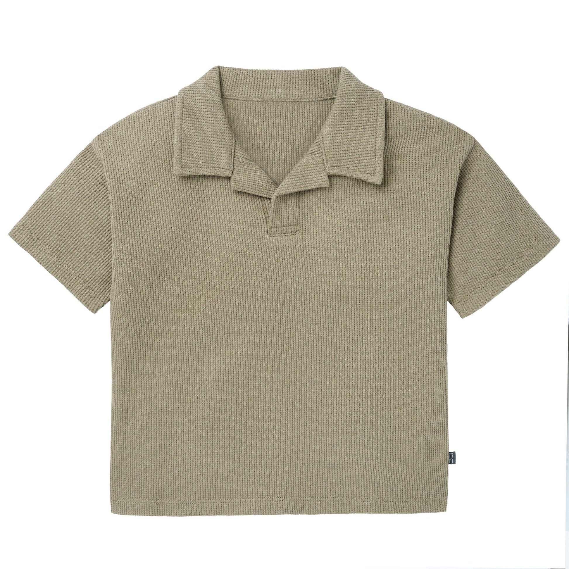 2-Piece Baby Boys Muted Olive Johnny Collar Shirt and Shorts outfits Modern Moments™ by Gerber® 