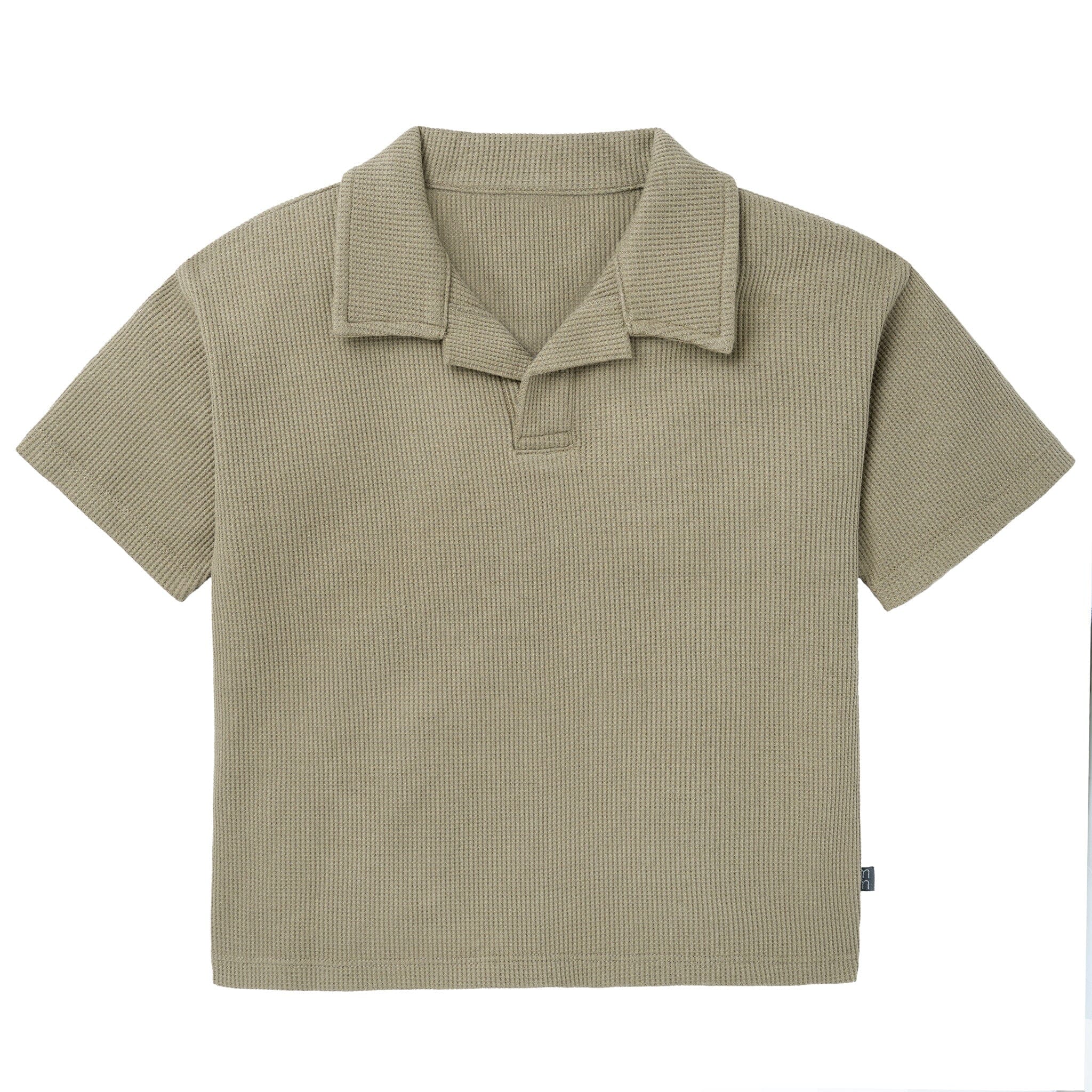 2-Piece Baby Boys Muted Olive Johnny Collar Shirt and Shorts outfits Modern Moments™ by Gerber® 