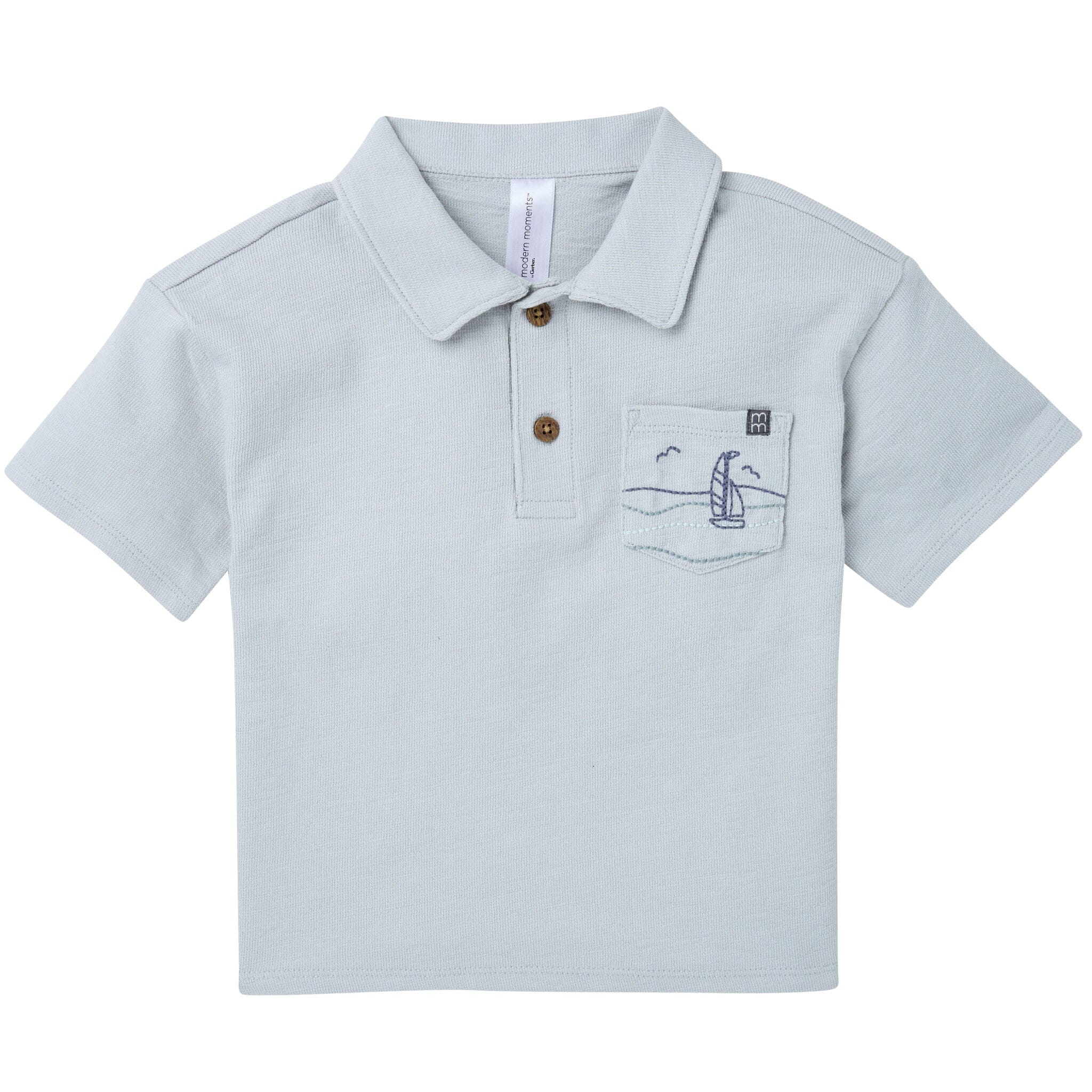 2-Piece Baby Boys Vapor Blue Polo Shirt and Shorts outfits Modern Moments™ by Gerber® 