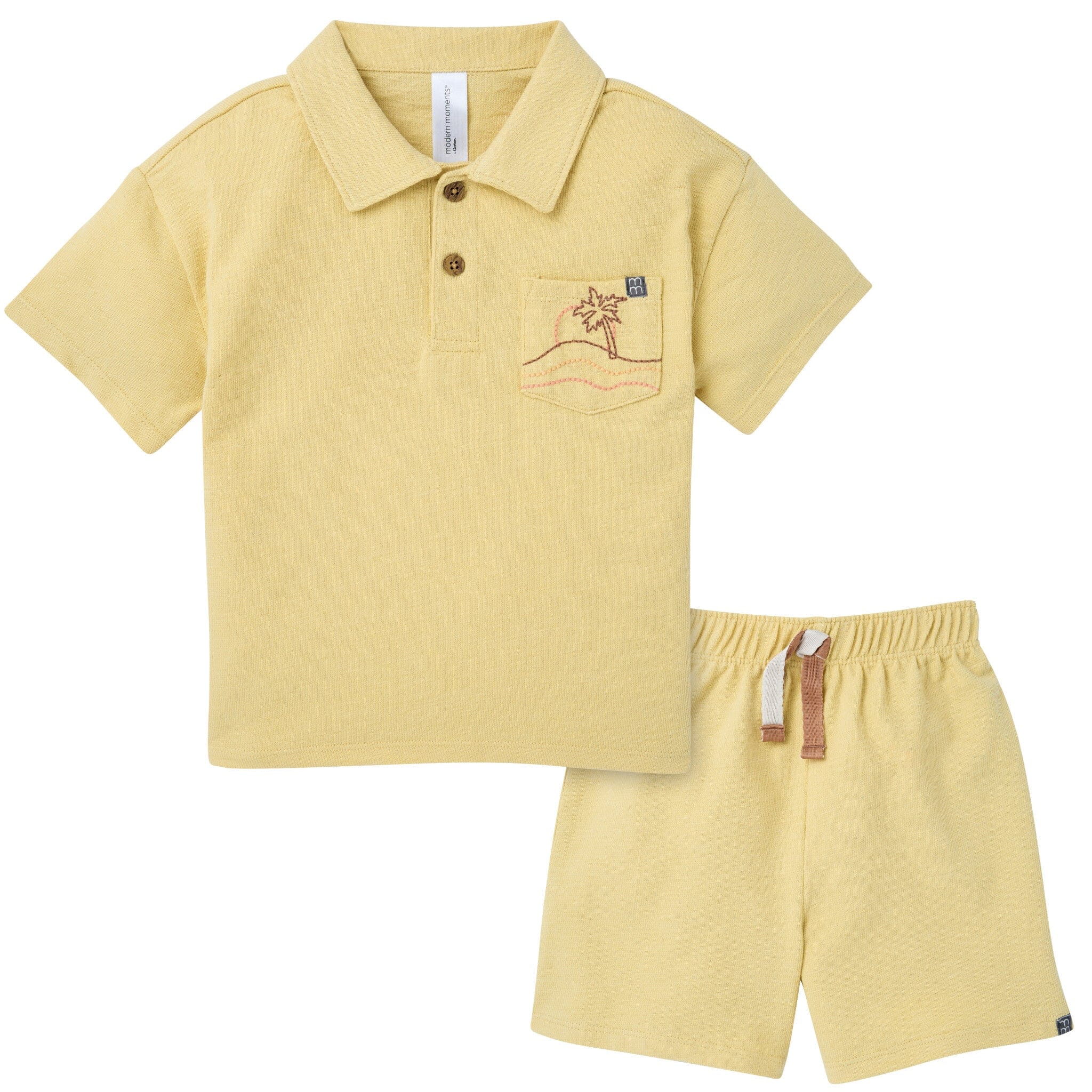 2-Piece Boys Reed Yellow Polo Shirt and Shorts outfits Modern Moments™ by Gerber® 
