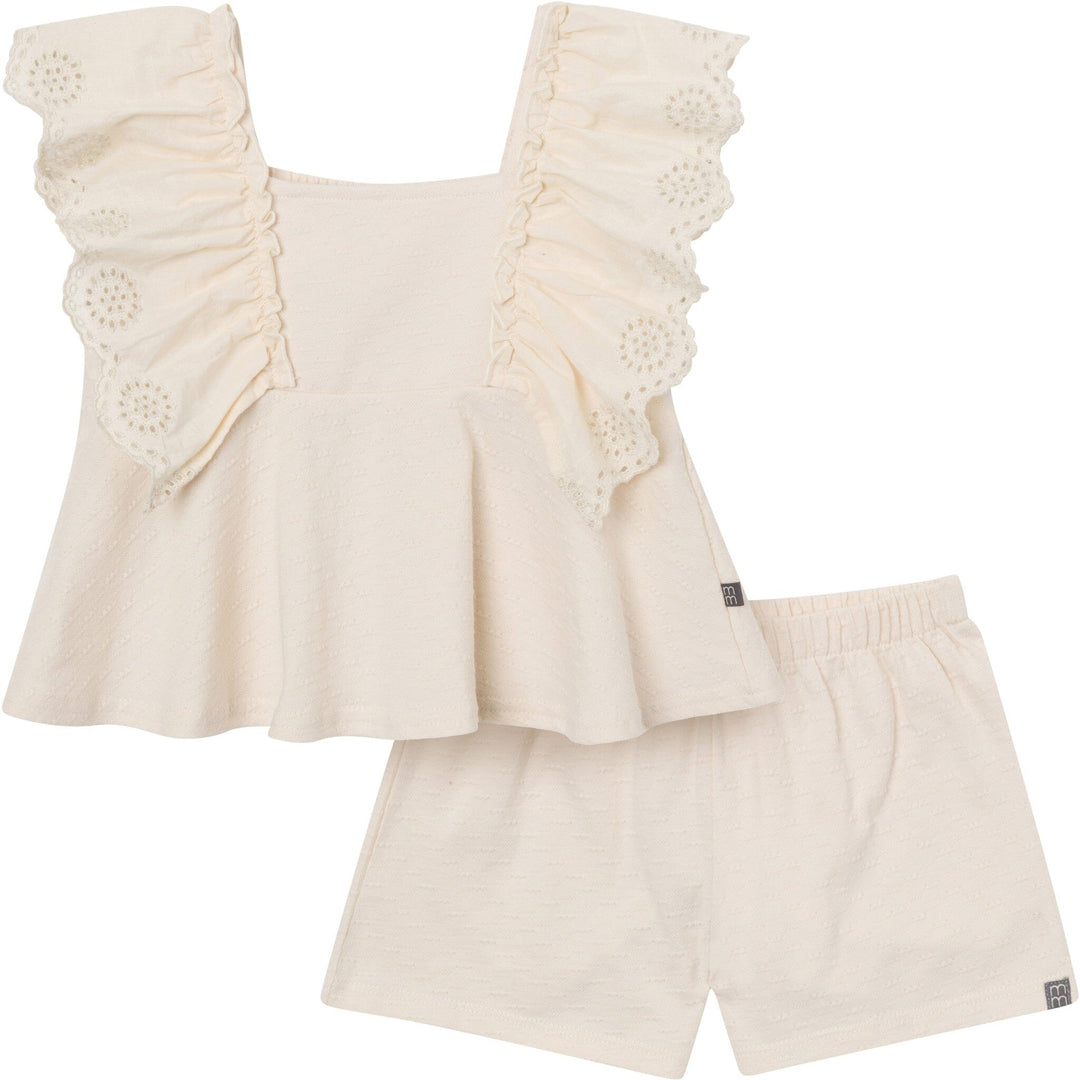 2-Piece Girls Madcap Gray Self Eyelet Embr Top and Shorts outfits modern moments™ by Gerber® 