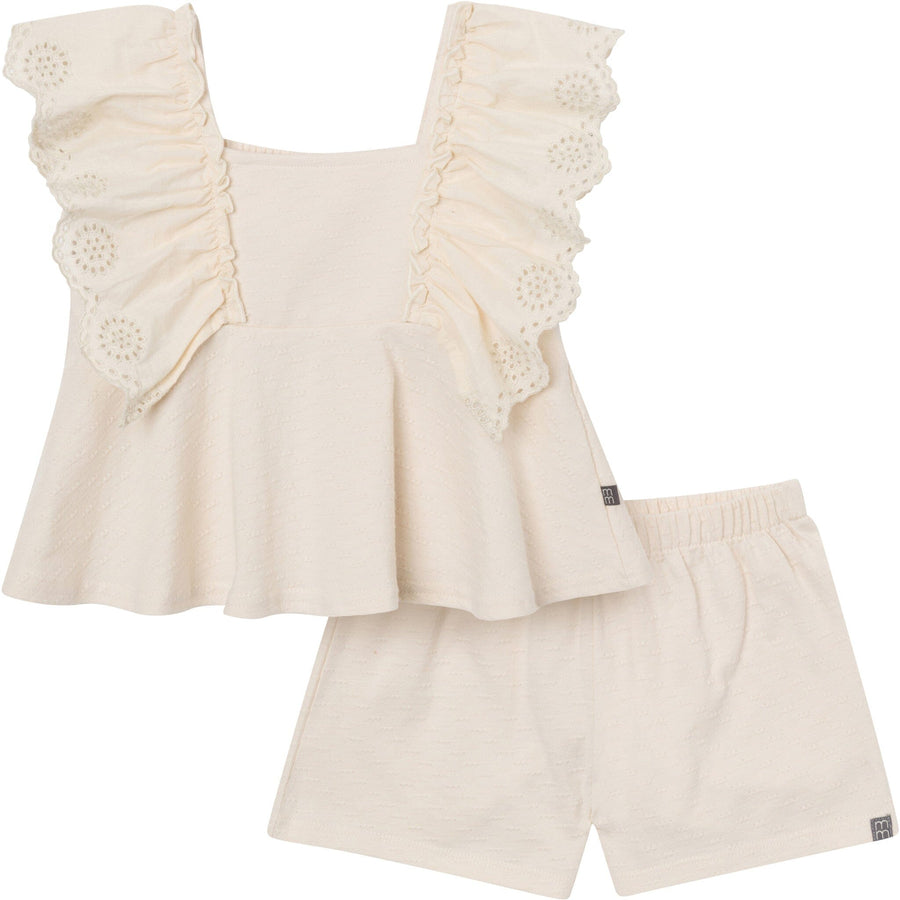 2-Piece Girls Madcap Gray Self Eyelet Embr Top and Shorts outfits modern moments™ by Gerber® 