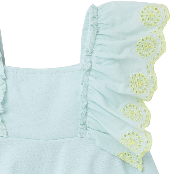 2-Piece Girls Misty Blue Happy Shoes Eyelet Top and Shorts outfits modern moments™ by Gerber® 