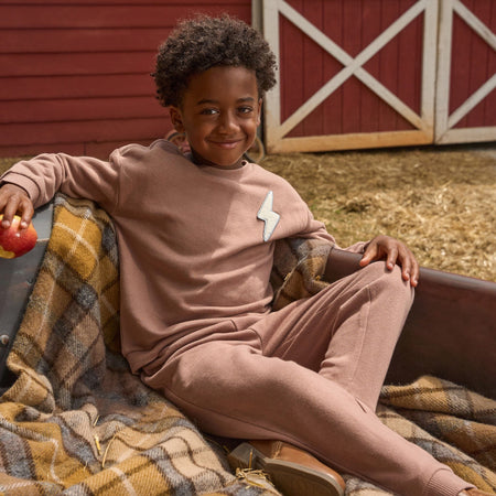 2-Piece Boys Lightning Brown Sweatshirt and Jogger Set