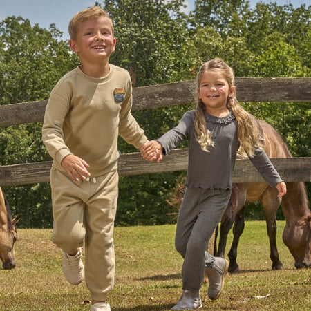 2-Piece Boys Olive Mountain Sweatshirt and Jogger Set