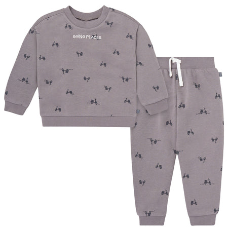 2-Piece Boys Grey Scooter Sweatshirt and Jogger Set