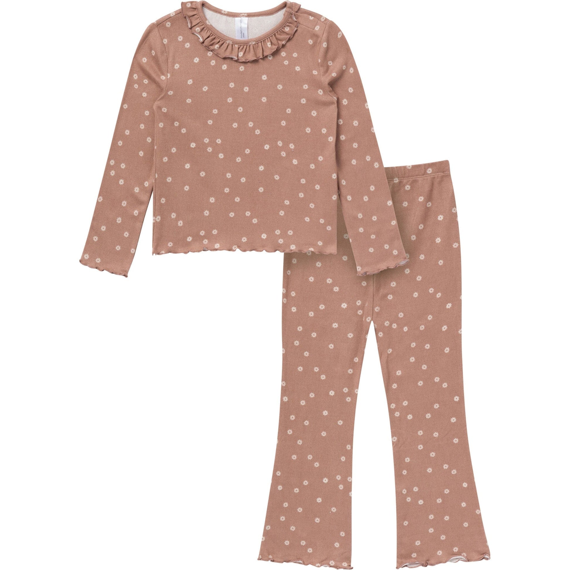 2-Piece Baby Girls Brown Ruffle Collar Top and Flare Pant Set Outfits & Sets Gerber® 