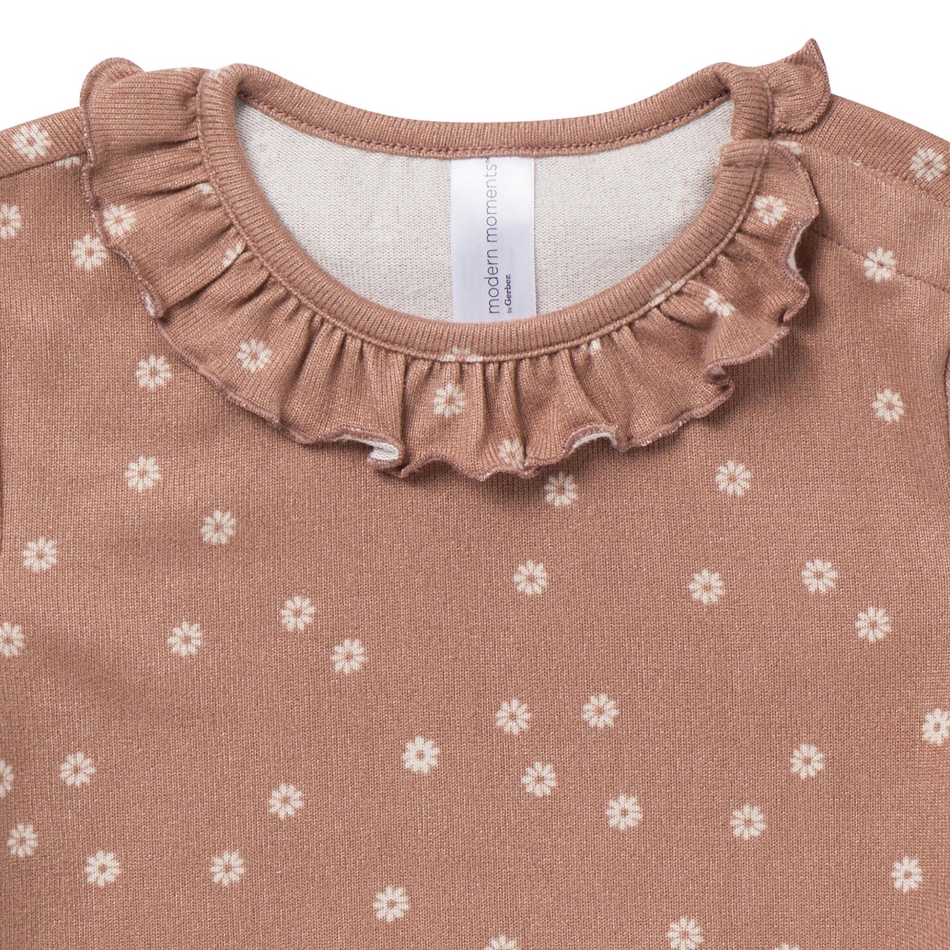 2-Piece Baby Girls Brown Ruffle Collar Top and Flare Pant Set Outfits & Sets Gerber® 