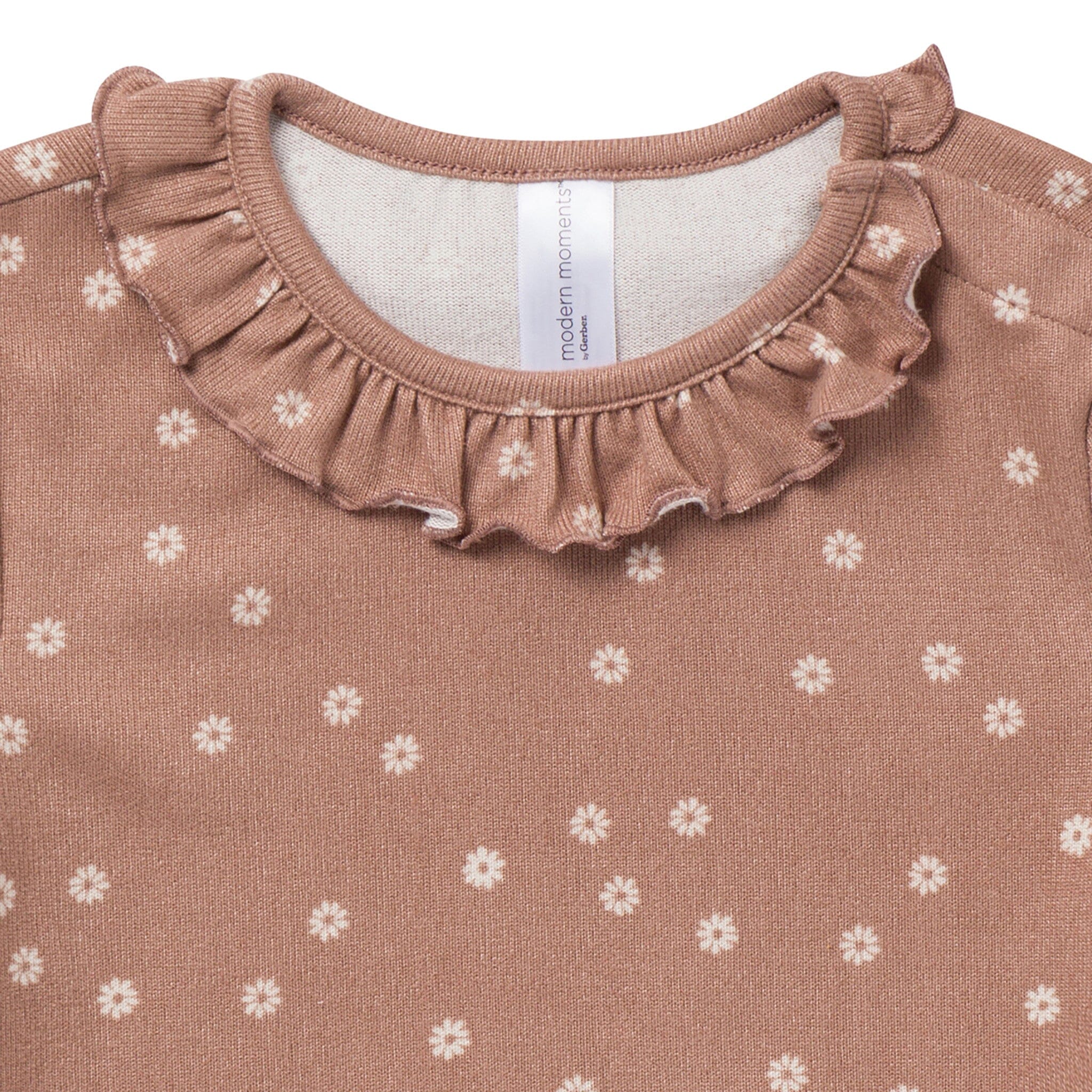 2-Piece Baby Girls Brown Ruffle Collar Top and Flare Pant Set Outfits & Sets Gerber® 