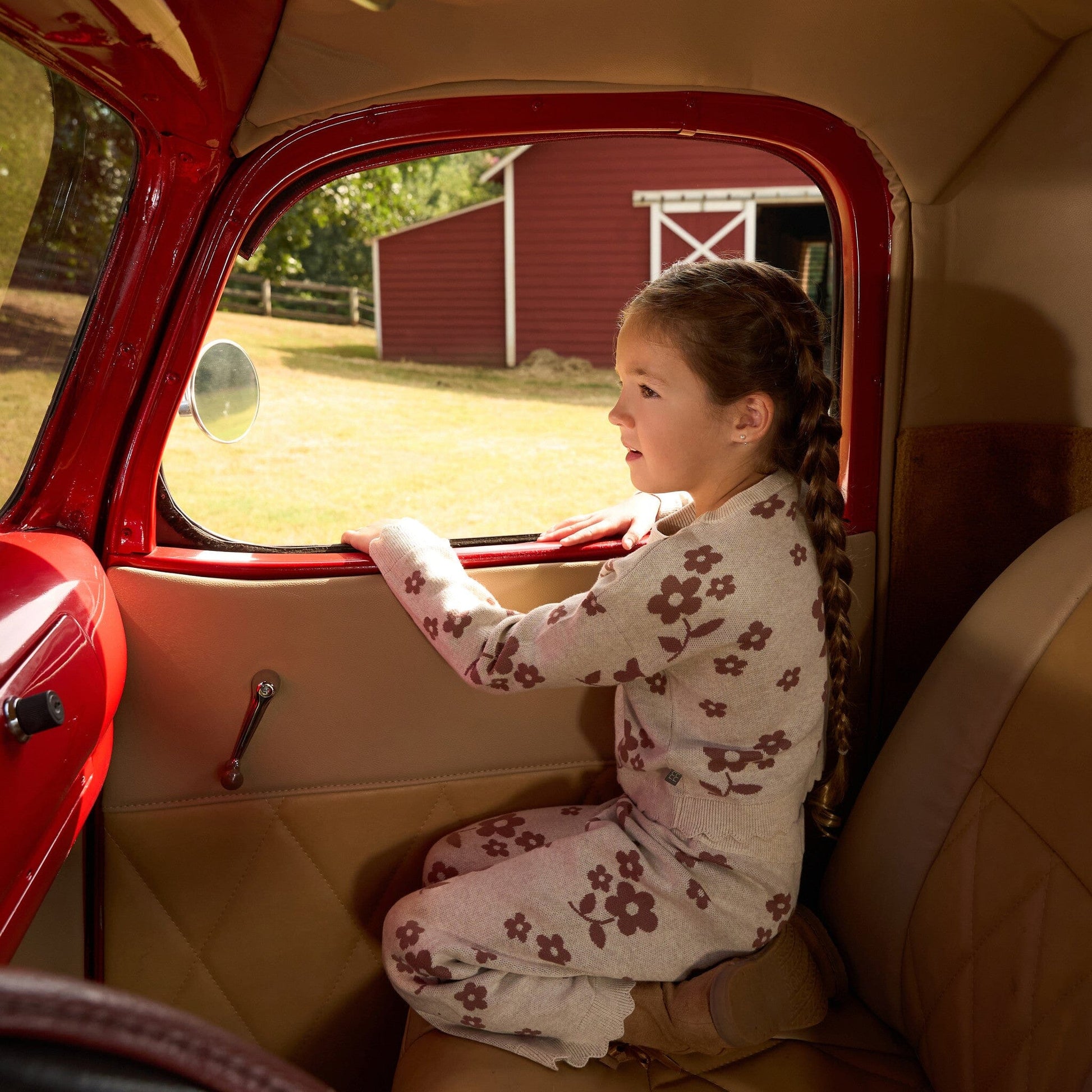 2-Piece Baby Girls Nutmeg Flowers Jacquard Seater Knit Top and Pant Set Outfits & Sets Gerber® 