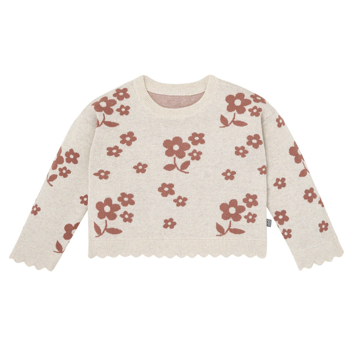 2-Piece Baby Girls Nutmeg Flowers Jacquard Seater Knit Top and Pant Set Outfits & Sets Gerber® 