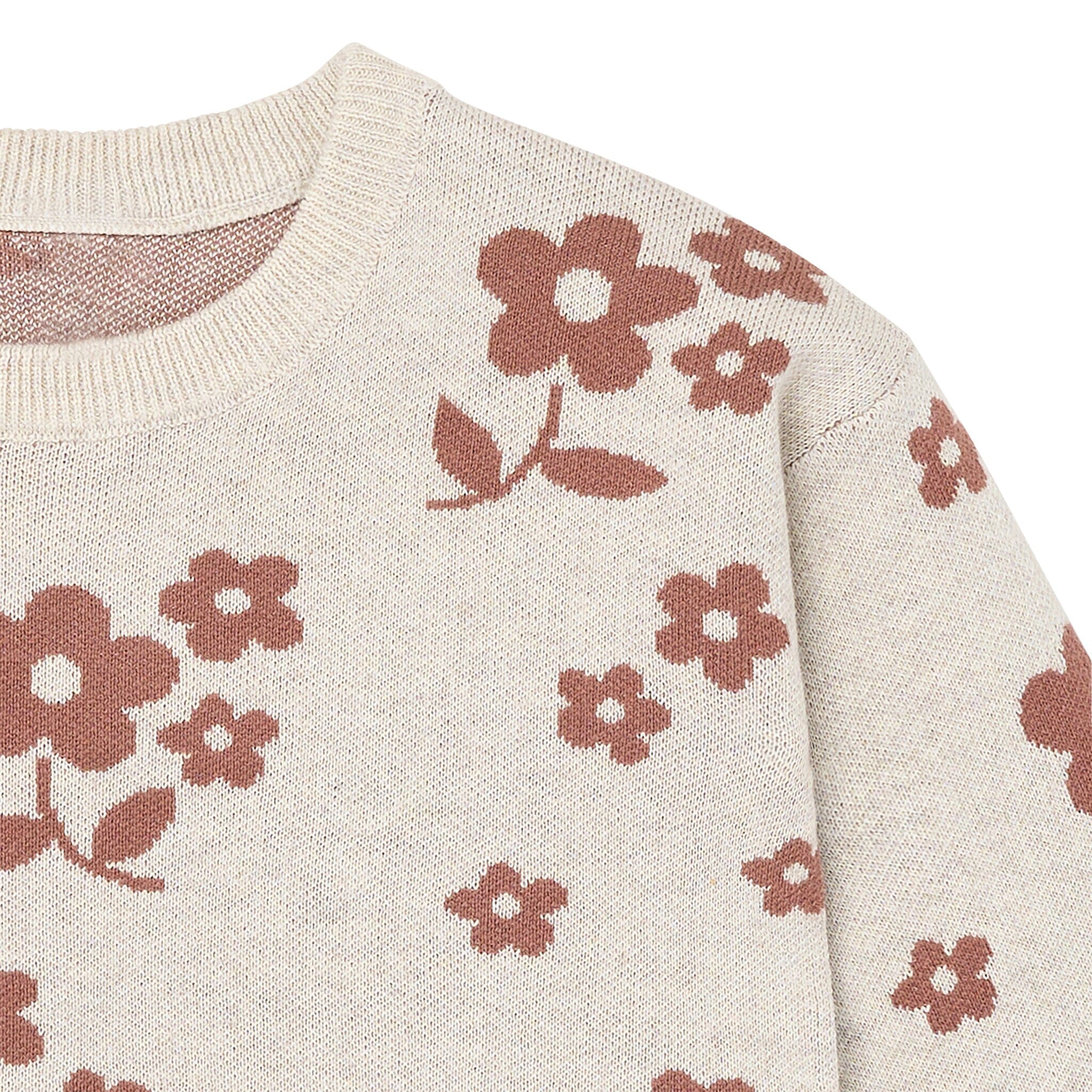 2-Piece Baby Girls Nutmeg Flowers Jacquard Seater Knit Top and Pant Set Outfits & Sets Gerber® 