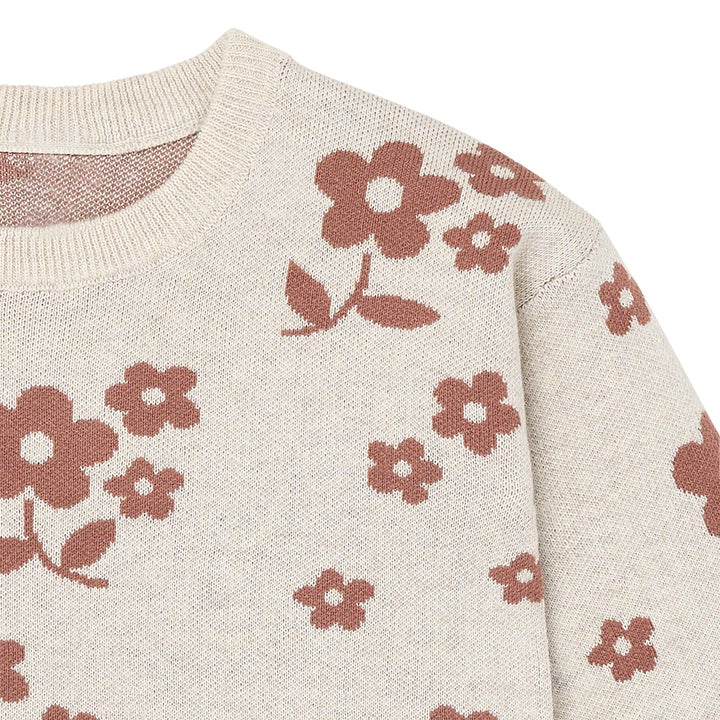 2-Piece Baby Girls Nutmeg Flowers Jacquard Seater Knit Top and Pant Set Outfits & Sets Gerber® 