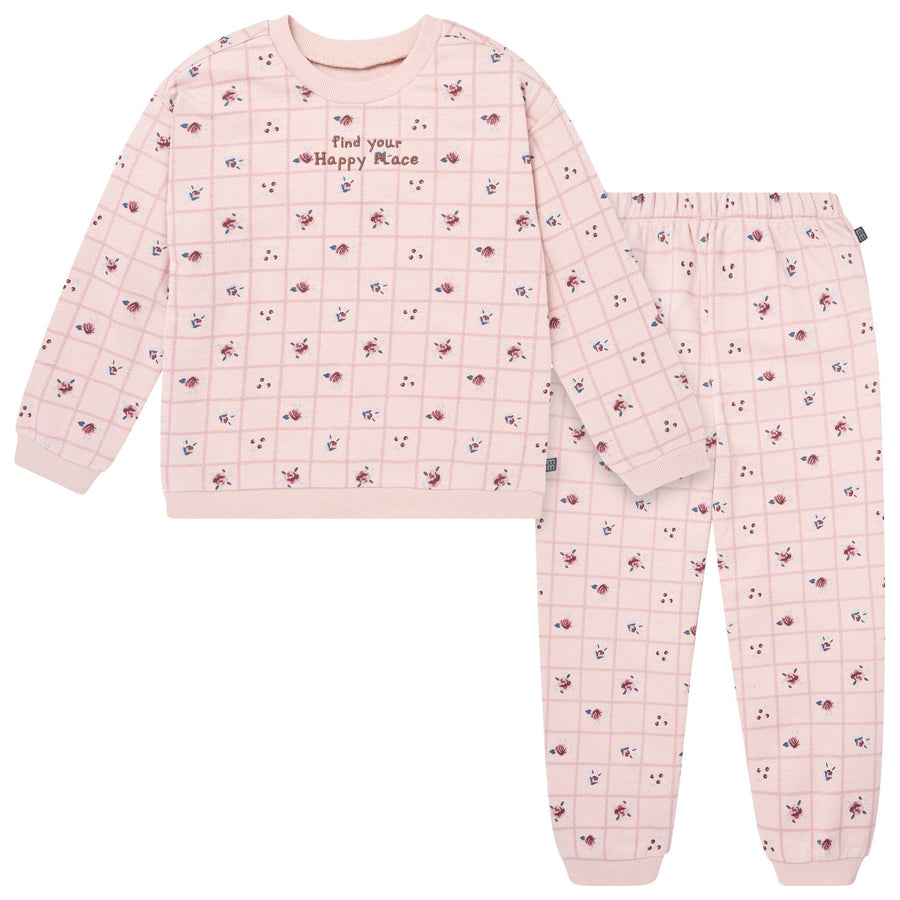 2-Piece Baby Girls Pink Happy Place Drop Shoulder Sweatshirt and Sweatpant Set Outfits & Sets Gerber® 