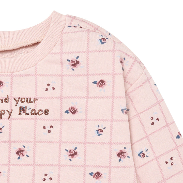 2-Piece Baby Girls Pink Happy Place Drop Shoulder Sweatshirt and Sweatpant Set Outfits & Sets Gerber® 