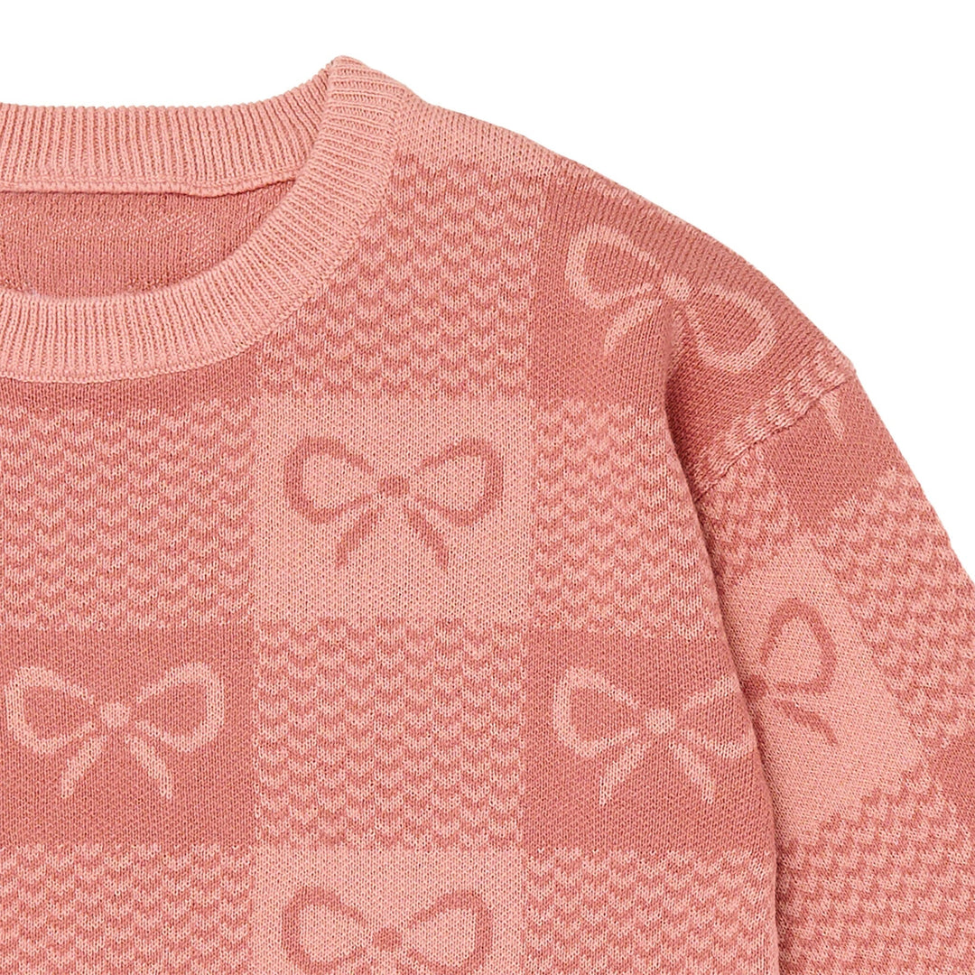 2-Piece Baby Girls Pink Ribbons Jacquard Seater Knit Top and Pant Set Outfits & Sets Gerber® 