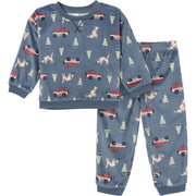 2-Piece Infant & Toddler Boys Dark Blue Camp Pajama Set