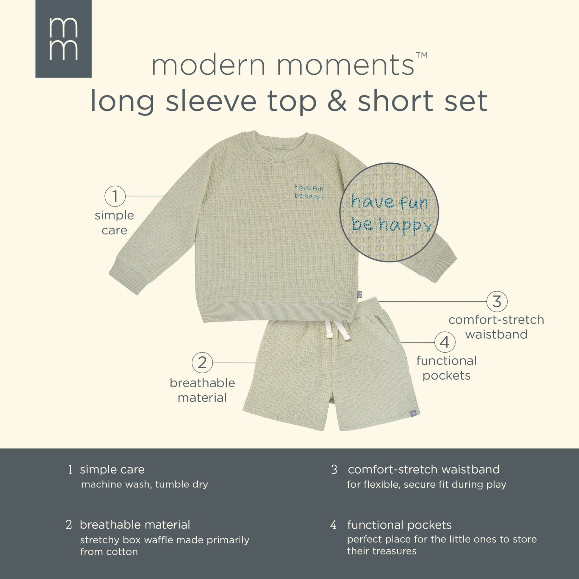 2-Piece Infant & Toddler Boys Light Green Long Sleeve Top and Shorts Set outfits Modern Moments™ by Gerber® 