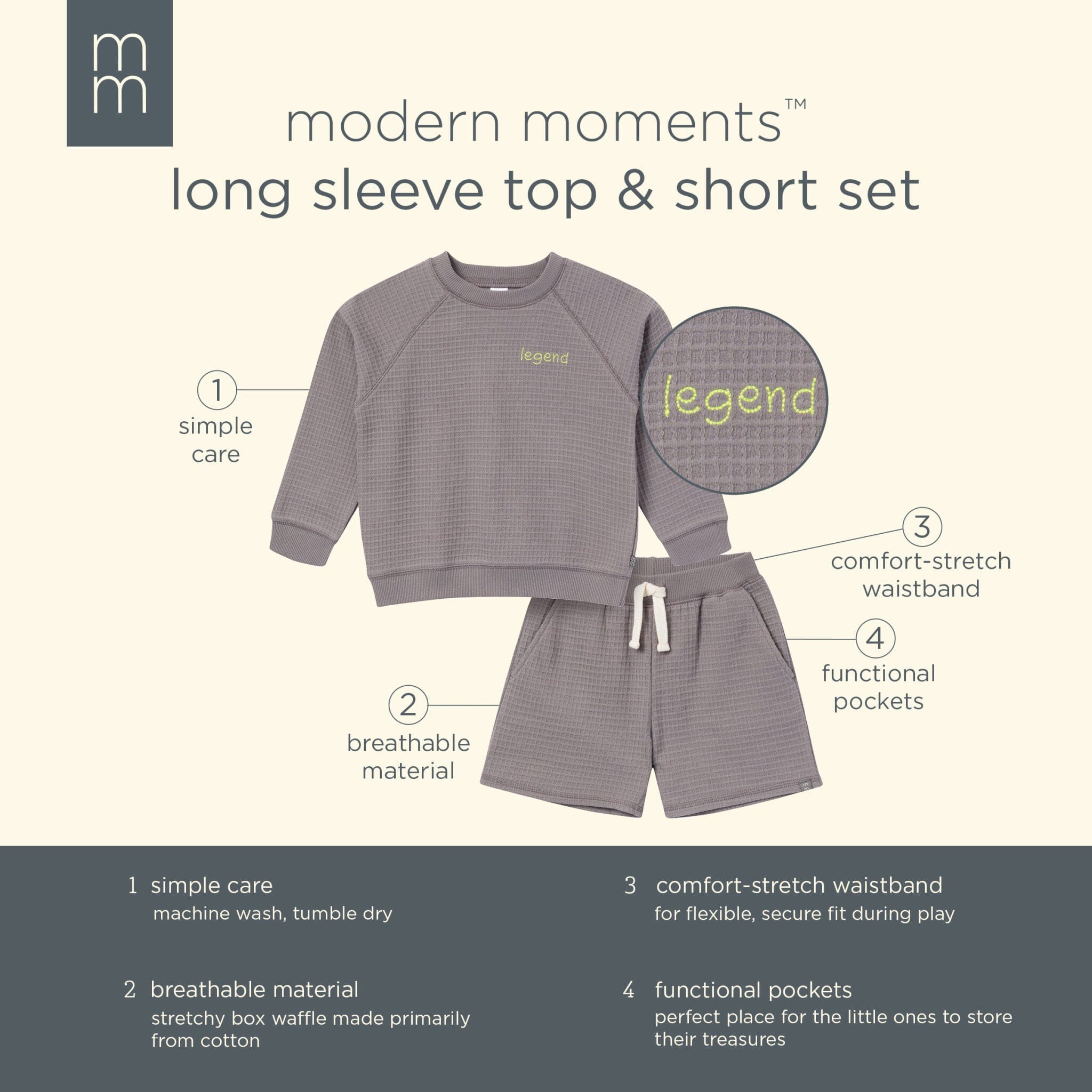 2-Piece Infant & Toddler Boys Grey Long Sleeve Top and Shorts Set outfits Modern Moments™ by Gerber® 