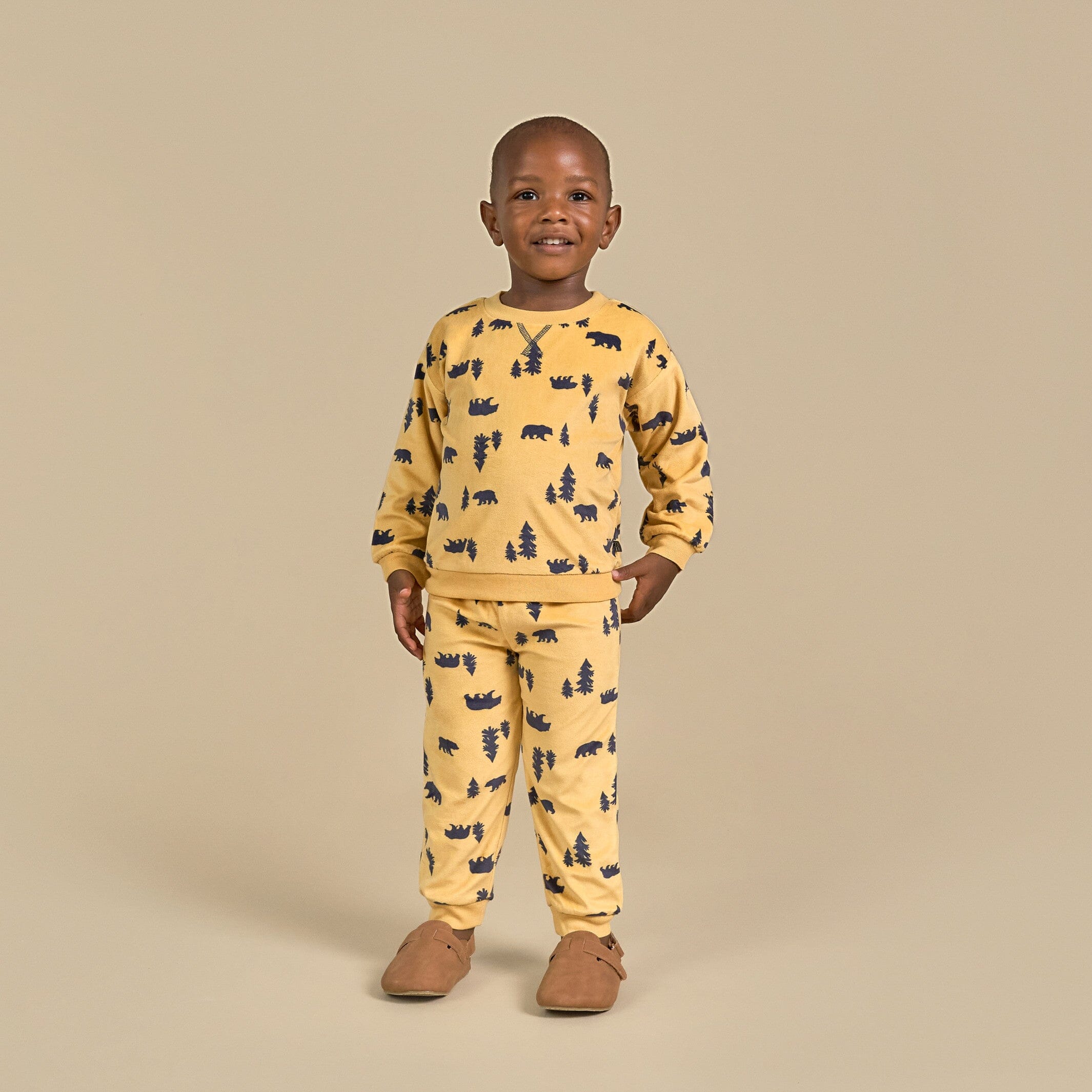 2-Piece Infant & Toddler Boys Yellow Forest Pajama Set